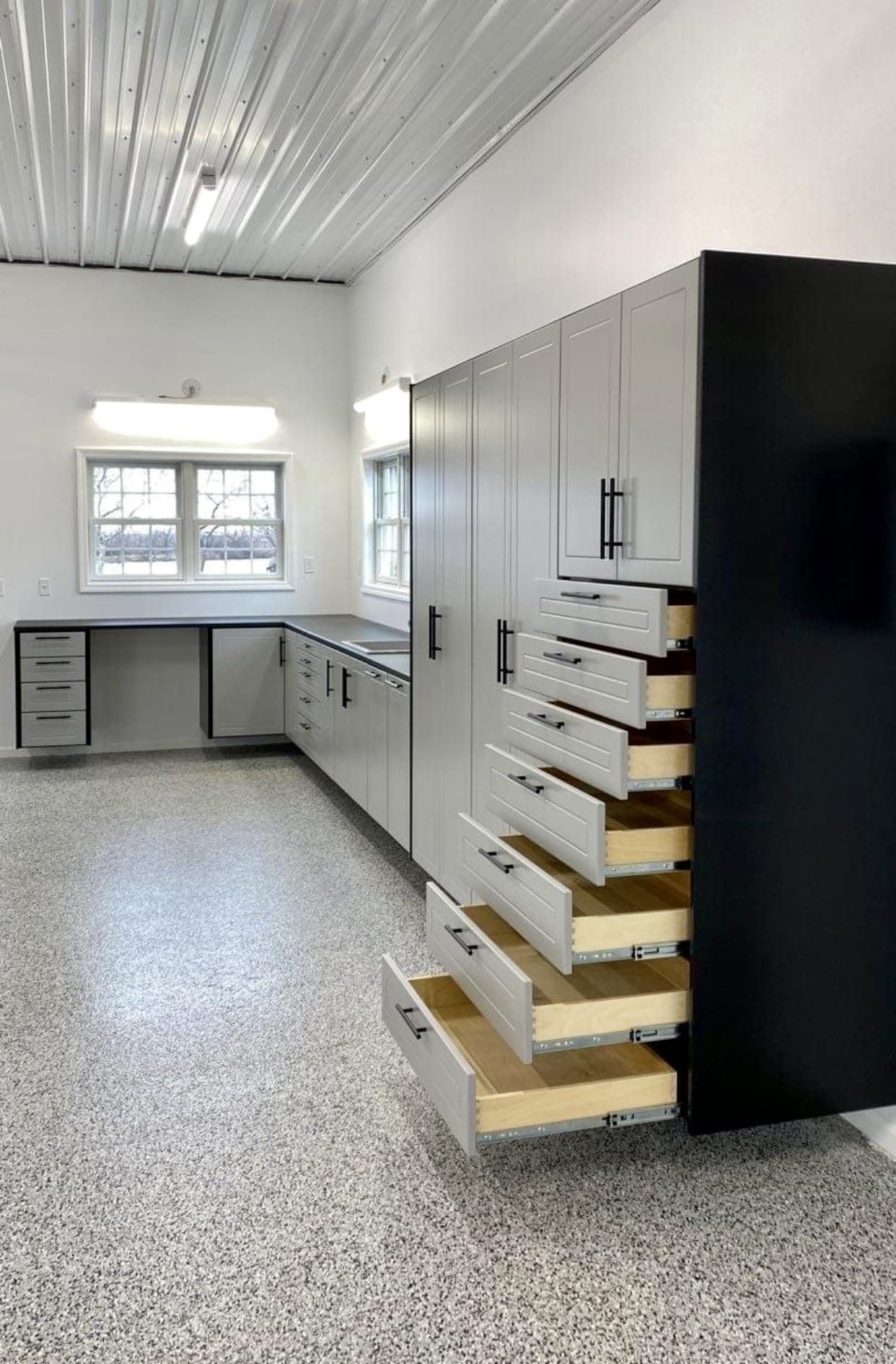 Custom garage cabinets powder coated